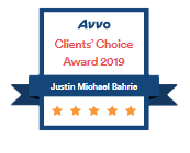 Avvo | Clients' Choice Award 2019 | Justin Michael Bahrie | 5 Stars