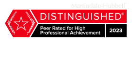 Martindale-Hubbell | Distinguished | Peer Rated for High Professional Achievement | 2023 | Client Reviewed